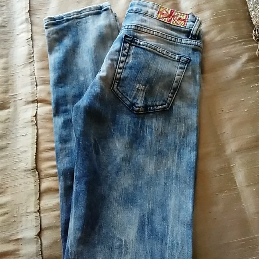 Machine Acid Washed Distressed Jeans - Picture 3 of 8